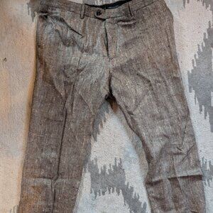 Walker Slater Silk Linen Herringbone Donegal, Brown Trousers 42"